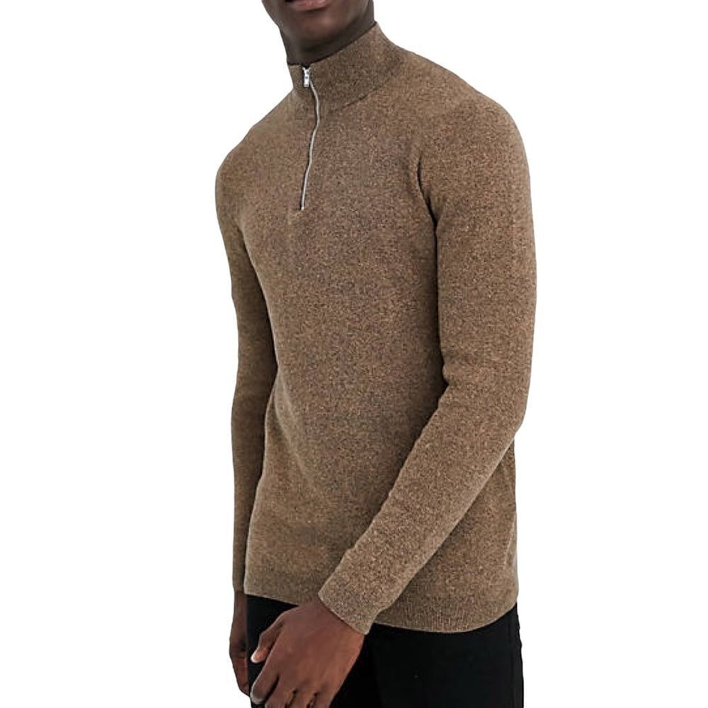ASOS DESIGN Men’s Tan Twist Half Zip Sweater Size Large